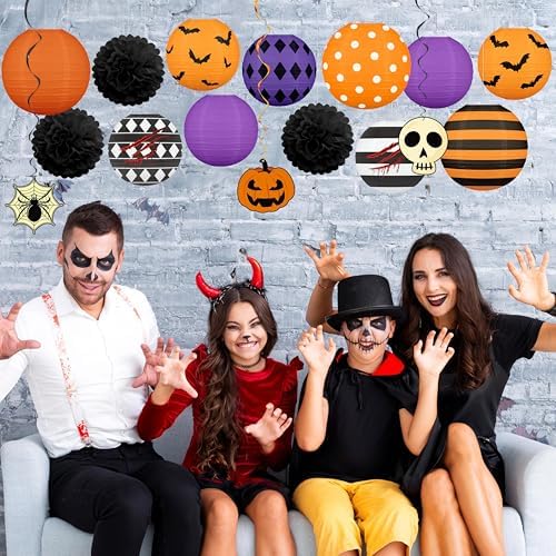 16Pcs Halloween Party Decorations Paper Lanterns Set