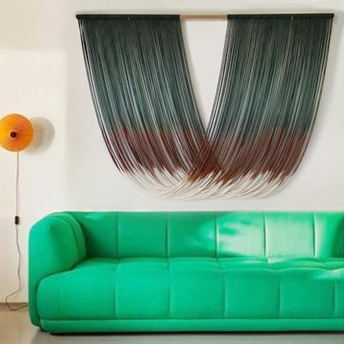 Macrame Wall Hanging Dip-Dye Green Boho Wall Decor Chic Fiber Yarn Wall Art Craftsmanship Bedroom Livingroom Nursery