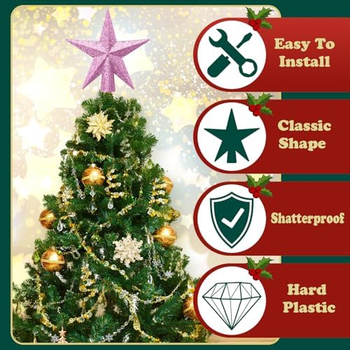 SUNEZLGO Mini Christmas Tree Topper, 3.35 Inch Small Star Treetop, Small Christmas Tree Top, Mini Christmas Tree Ornaments, Ornaments for Mini Tree