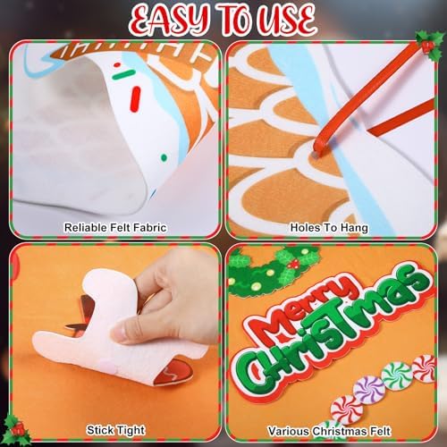 WovWeave DIY Felt Christmas Gingerbread House Decorations 3.1 x 2.9 ft