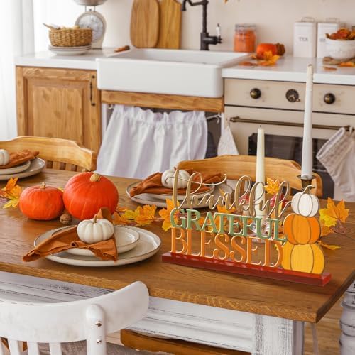 Cinnvoice 11.81inch Thanksgiving Table Sign Metal Fall Decorations for Home