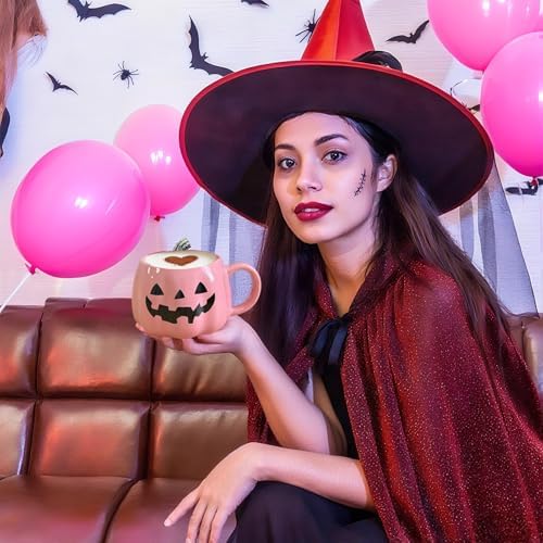 HS&ROXIN Halloween Mug Novelty Pumpkin Mug 3D Cute Ceramic Pink Cup Halloween Coffee Cup Spooky Fall Decor and Christmas Birthdays Perfect Gifts for Kids and Adults Men Women (Pink)