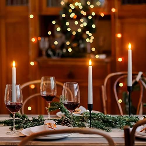 Flameless Window Candles,Battery Opeated LED Taper Candle with Cycle Timer, Remote & Suction Cups,for Christmas Home Wedding Decor Pack of 9