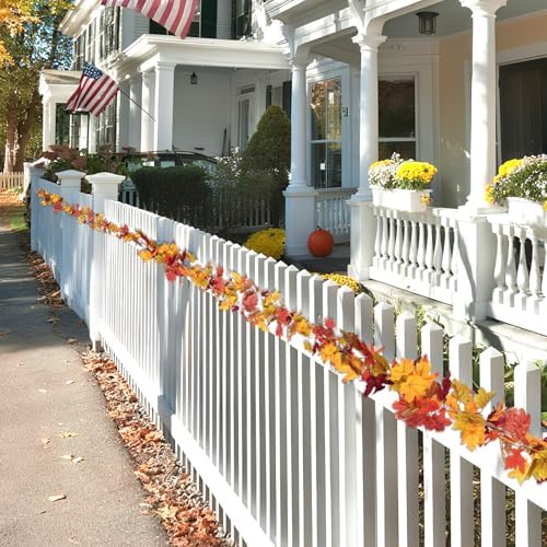 11.6Ft(2Pcs*5.8Ft) Fall Artificial Maple Leaves Garland Decorations
