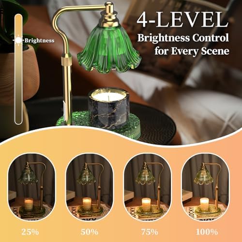 Flower Candle Warmer Lamp with Timer & 4-Level Dimmer, Adjustable Height