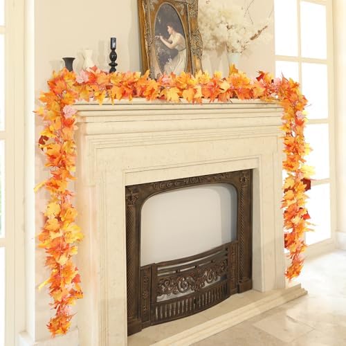Joyhalo 6 Pack Fall Garland with Orange Leaves