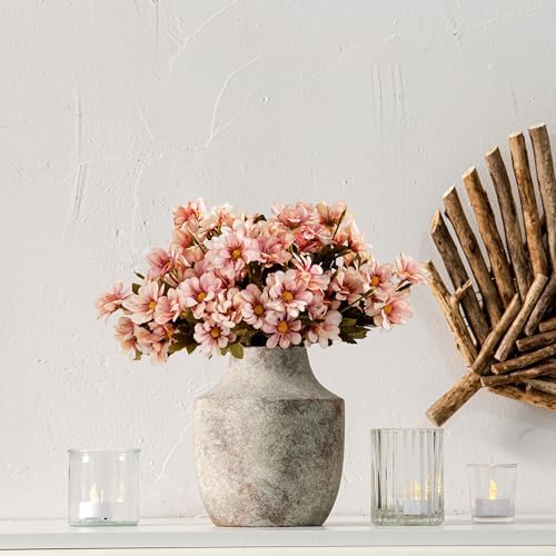 Mitt&Ditt Ceramic Flower Vase, 7.5 inch Off-White Farmhouse Rustic Vase, Handcrafted Weathered Pottery Vases, Small