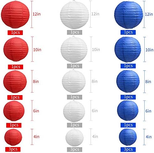 BEISHIDA Red Blue White Paper Lanterns 4/6/8/10/12 Inch Round Chinese Lamp