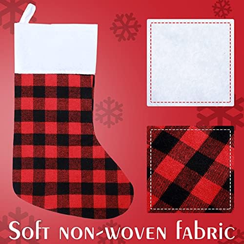 Tatuo 8 Pieces Christmas Stockings Buffalo Plaid for Fireplace,15 Inches