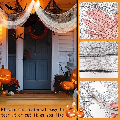 6 Pack Halloween Creepy Cloth 30x72 Inch Halloween Decor - 4 Black 2 White
