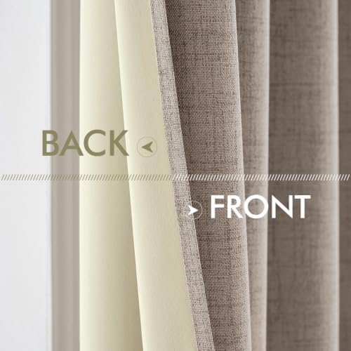 MIULEE 100% Blackout Linen Curtains for Bedroom 52x45 Inches Linen