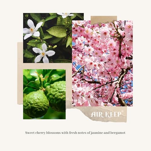 Airkeep Reed Diffuser Set, 3.38 fl oz (100 ml) - Cherry Blossom Oil Diffusers with 8 Reed Sticks, Home Fragrance Reed