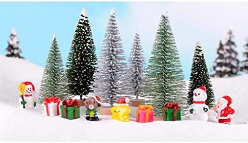 30 Pcs Mini Christmas Trees DIY Xmas Bottle Brush Trees Miniature Sisal Snow Frost Fir Small Artificial Trees Tabletop Trees with Wooden Bases Micro Scenery Landscape Trees for Christmas Party Decor