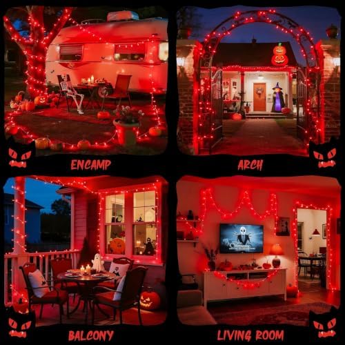 JMEXSUSS 66ft 200 LED Red Halloween Indoor Outdoor String Lights Plug in