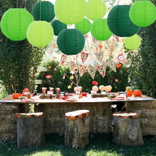 BEISHIDA Green Mix Paper Lanterns 12Pcs 6/8/10/12 Inch Round Chinese Lamp