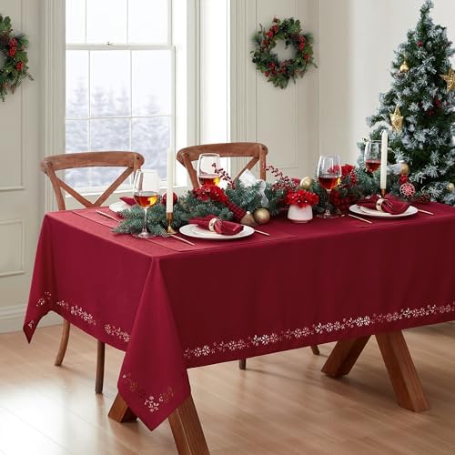 Poinsettia Noel Laser Cut Placemats, Set of 4, Red - 13"W x 19"L