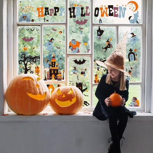 CCINEE Halloween Window Stickers - 10 Sheets Window Clings Decals for Party Decoration, Indoor & Outdoor Home Decor