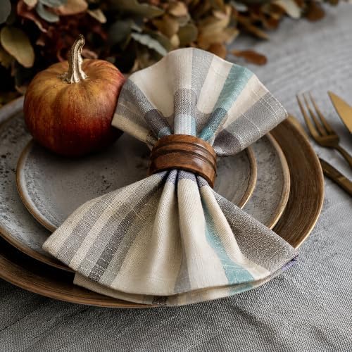 COTTON CRAFT Harvest Plaid Cloth Napkins - Set of 12 Dinner Napkins - 17x17
