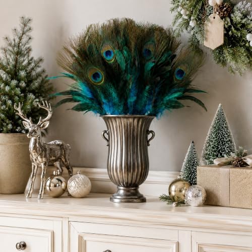 20 Pcs Artificial Peacock Feather Picks, Peacock Feather Xmas Tree Picks