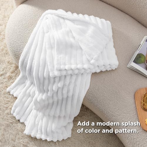 Bedsure Soft Twin Blanket for Bed Decor Gifts Bright White 60"x80"