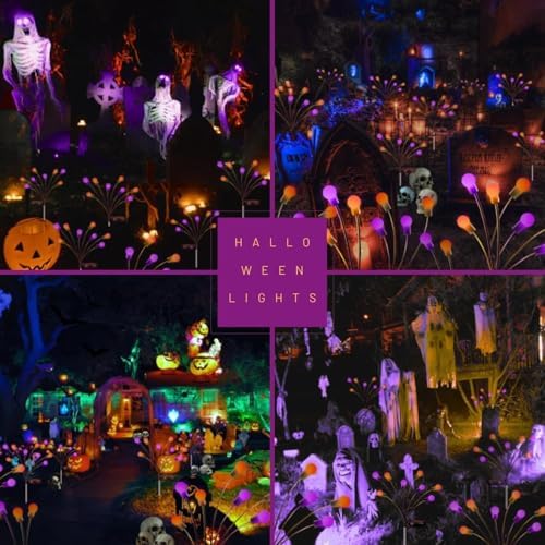 OZS 6Pack 48LED Solar Firefly Halloween Lights Outdoor for Party Decor