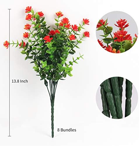 RECUTMS Artificial Flowers Outdoor Fake Flowers,Faux Fall Mums Spring Decor