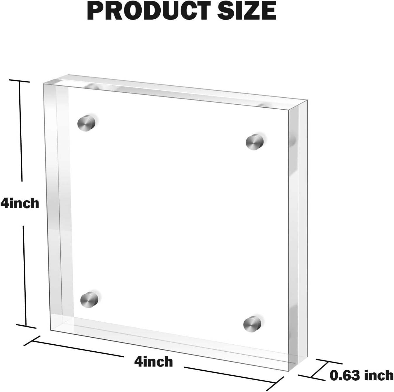 Small 4×4 Inches Acrylic Picture Frame(3 Pack)，Clear Magnetic Picture Frame for Wedding，Double Sided Frameless Photo