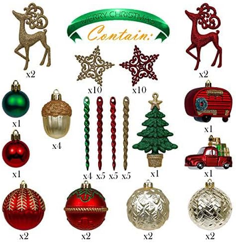 Valery Madelyn 60ct Christmas Tree Decorations Ball Ornaments Set