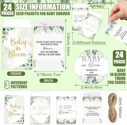 Reallnaive 24 Sets Baby Shower Party Favors Seed Packets Baby in Bloom