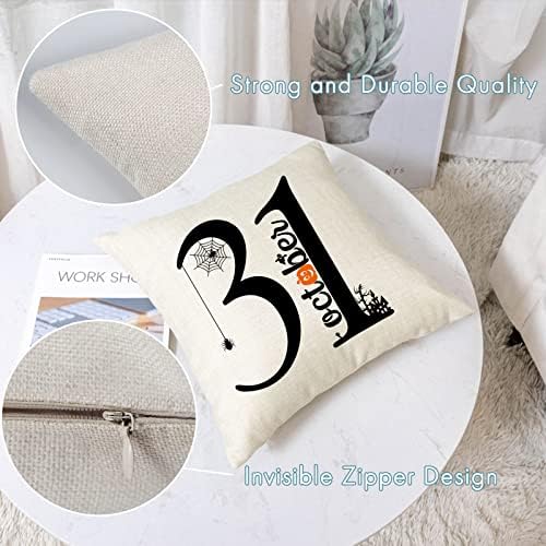 YeeJu Halloween Pillow Covers 16x16 Set of 4 Trick or Treat Decorative Throw Pillows Cover Black Spider Webs Pillow Cases Home Outdoor Sofa Couch Cushion Covers for Halloween Decorations (16 by 16)