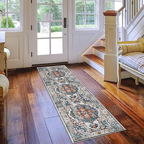 Hallway Washable Runner Rug - 2x7 Kitchen Rugs Entryway Rug Runner Vintage Soft Floor Mat Non Slip Indoor Farmhouse