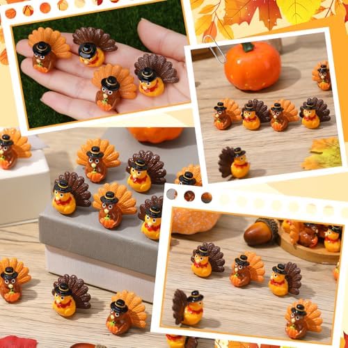 40 Pcs Thanksgiving Mini Resin Turkey Mini Turkey Figurines