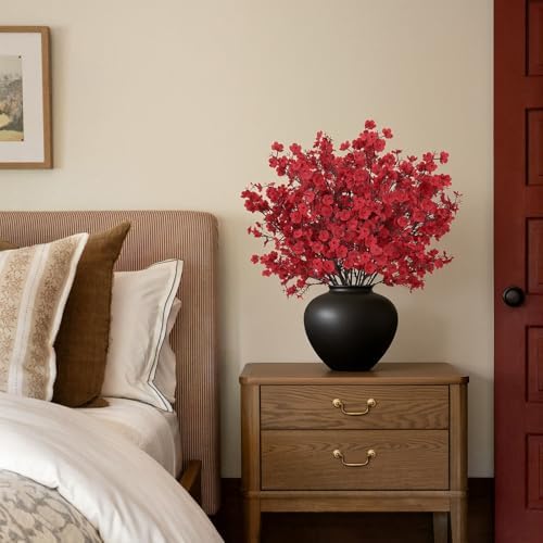 8Pcs Artificial Baby Breath Flowers Real Touch Fake Flowers Decorations,Red