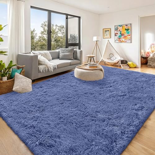 OLANLY 9x12 Machine Washable Large Area Rugs for Living Room, Bedroom, Soft Fluffy Shaggy Bedside Rug, Indoor Floor