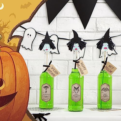 KIMOBER 144PCS Halloween Bottle Labels, Assoeted Vintage Laminated Animal Apothecary Potion Bottles Stickers for Halloween Party Supplies Photo Props