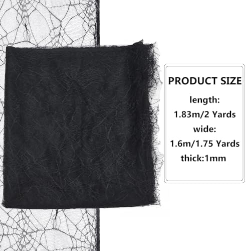 PH PandaHall 70x62 Inch Halloween Spider Web Lace Fabric, Black Lace Web Embroidered Sewing Fabrics Tablecloth Fabrics Lace for DIY Dress Party Overlay Wedding Headwear Curtain Home Decor