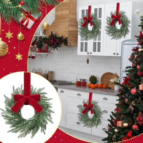 12 Pcs Christmas Small Norfolk Wreaths 12.6 Inch Xmas Pine Wreaths