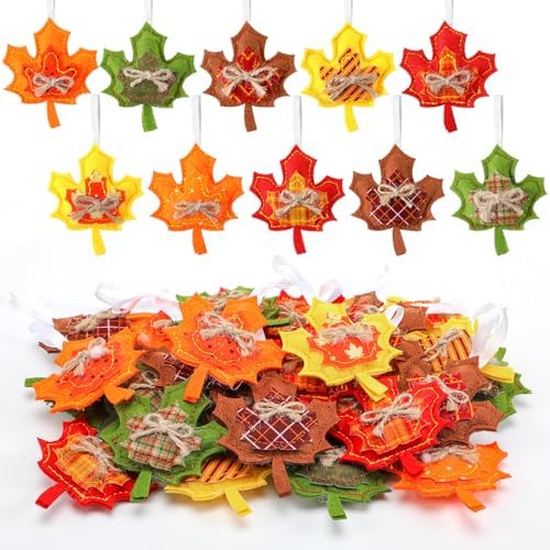 Mindsoft 30 Pcs Fall Felt Ornaments for Tree 3D Felt Maple Leaf Ornaments