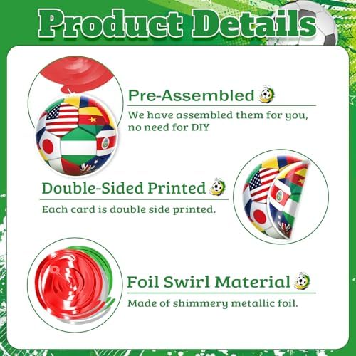 Soccer Hanging Swirls, 30Pcs Soccer Ball Ceiling Streamers Football Theme Party Swirls for Sport Event Game Hanging Decorations