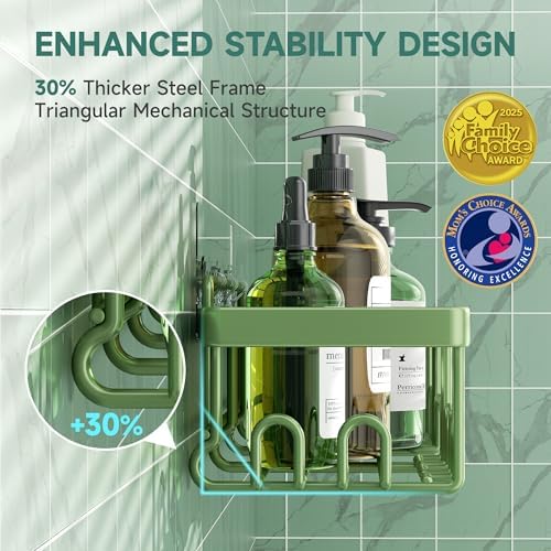 Veken Rustproof & Waterproof Shower Caddy 6-Pack, No Drilling Adhesive Shelves Rack with Soap Holder, Large Capacity