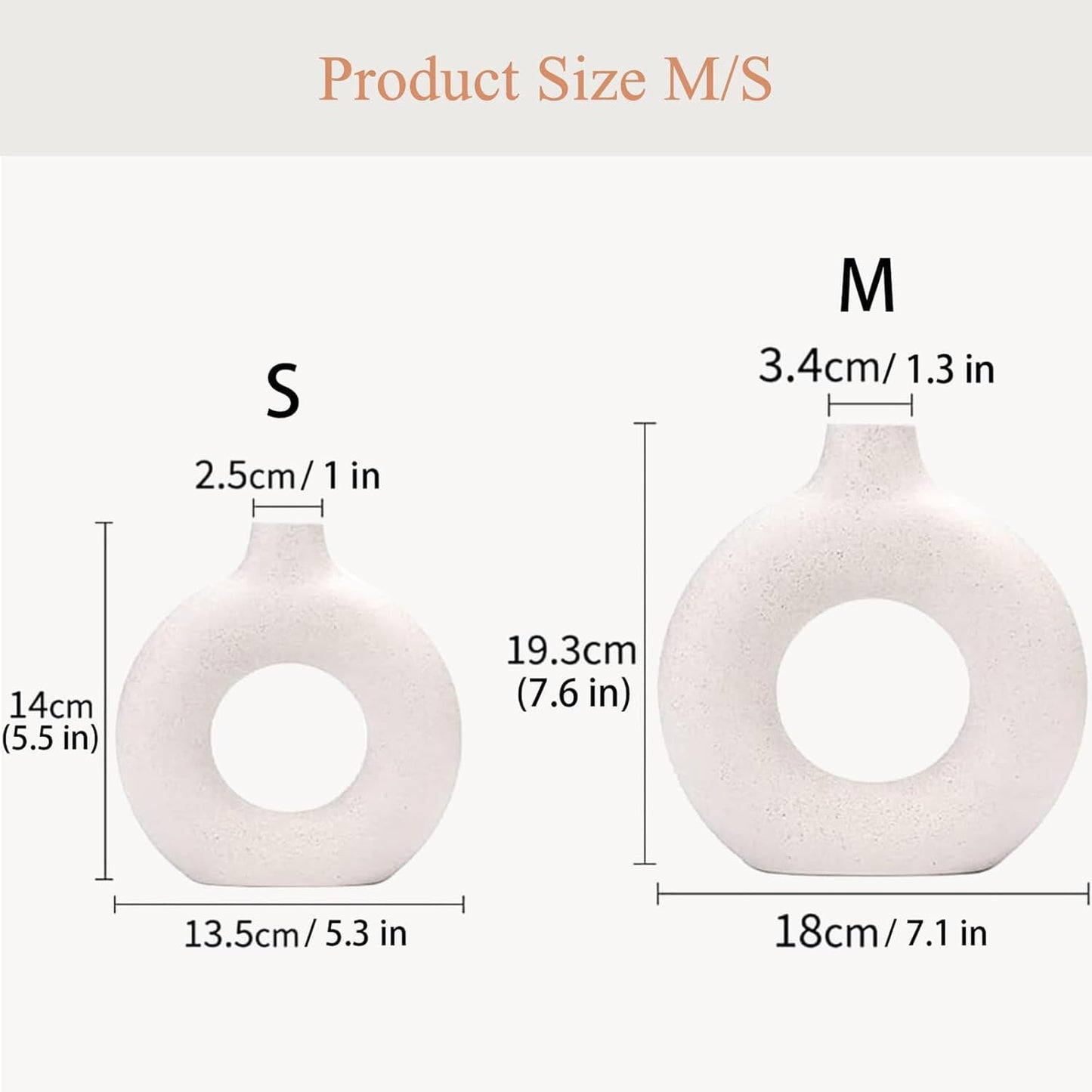 Ceramic Vase / White / Donut / Set of 2
