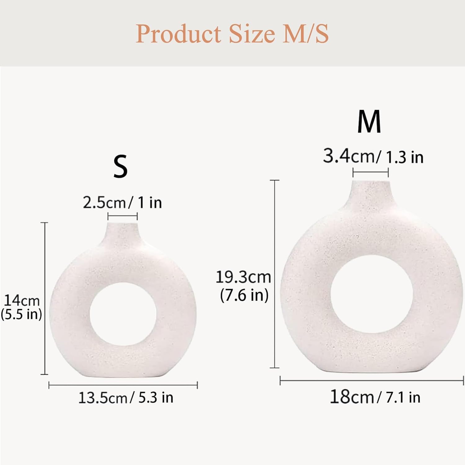 Ceramic Vase / White / Donut / Set of 2