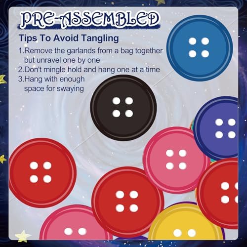 Xinnun 8 Pcs Colorful Button Garland Party Decorations Hanging Banners