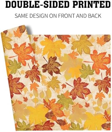 Fall Placemats Set of 4 18x12 Inch Autumn Maple Leaves Linen Place Mats Heat-Resistant Washable Wipeable Orange Season Holiday Table Mat for Party Kitchen Dining Room Dinner Table Decor