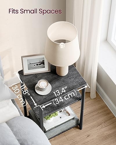 VASAGLE Side Table, Small End Table, Tall Nightstand, Steel Frame