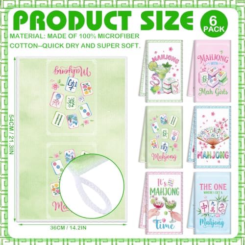 Redbaker 6 Pcs Mahjong Kitchen Towels Mahjong Gifts Bulk