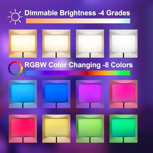 Ambimall Floor Lamp for Living Room with Smart Light Bulb, RGB + Stepless Dimmable Colors Temperature &