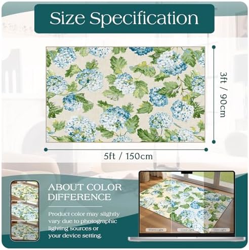 3x5 Floral Entry Rug - Washable Indoor Outdoor Mats for Front Door