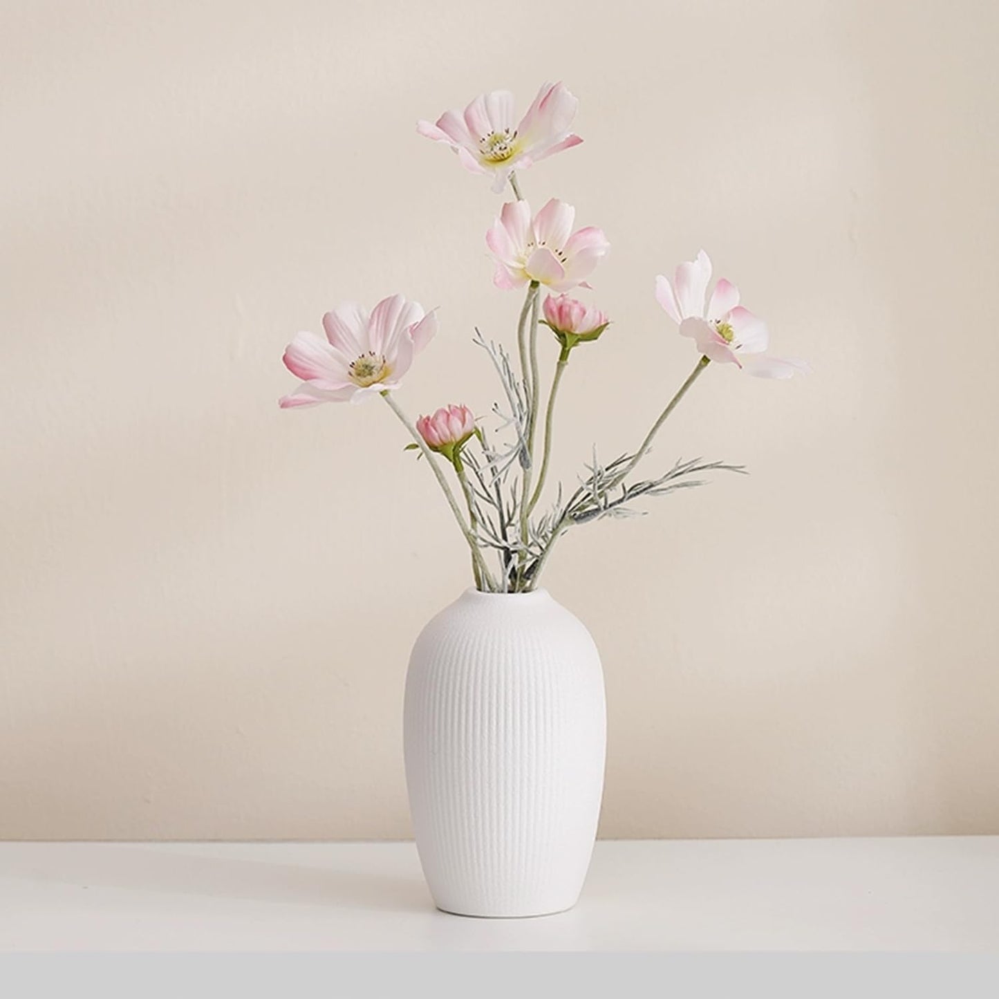 Ceramic Vase / Boho Aesthetic Flower Vases / White / Set of 3