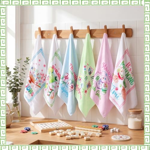 Redbaker 6 Pcs Mahjong Kitchen Towels Mahjong Gifts Bulk